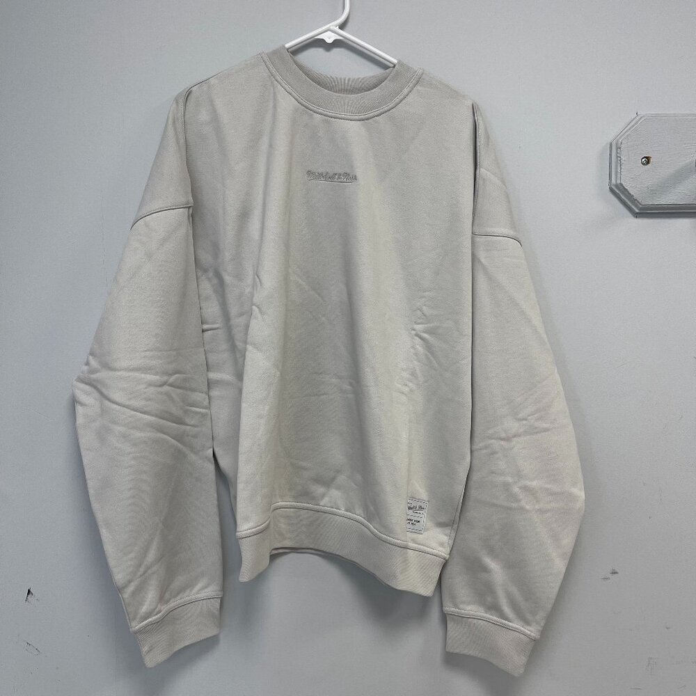 Mitchell & Ness Branded Script Crewneck, Light Grey - Large - NWT
